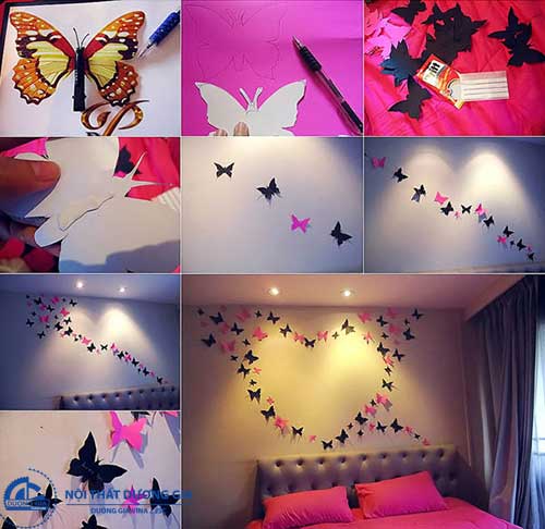 Cách trang trí tường phòng ngủ bằng đồ handmade